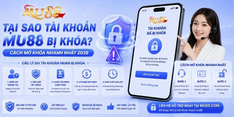 Tại sao tài khoản MU88 bị khóa? Cách mở khóa nhanh nhất 2026